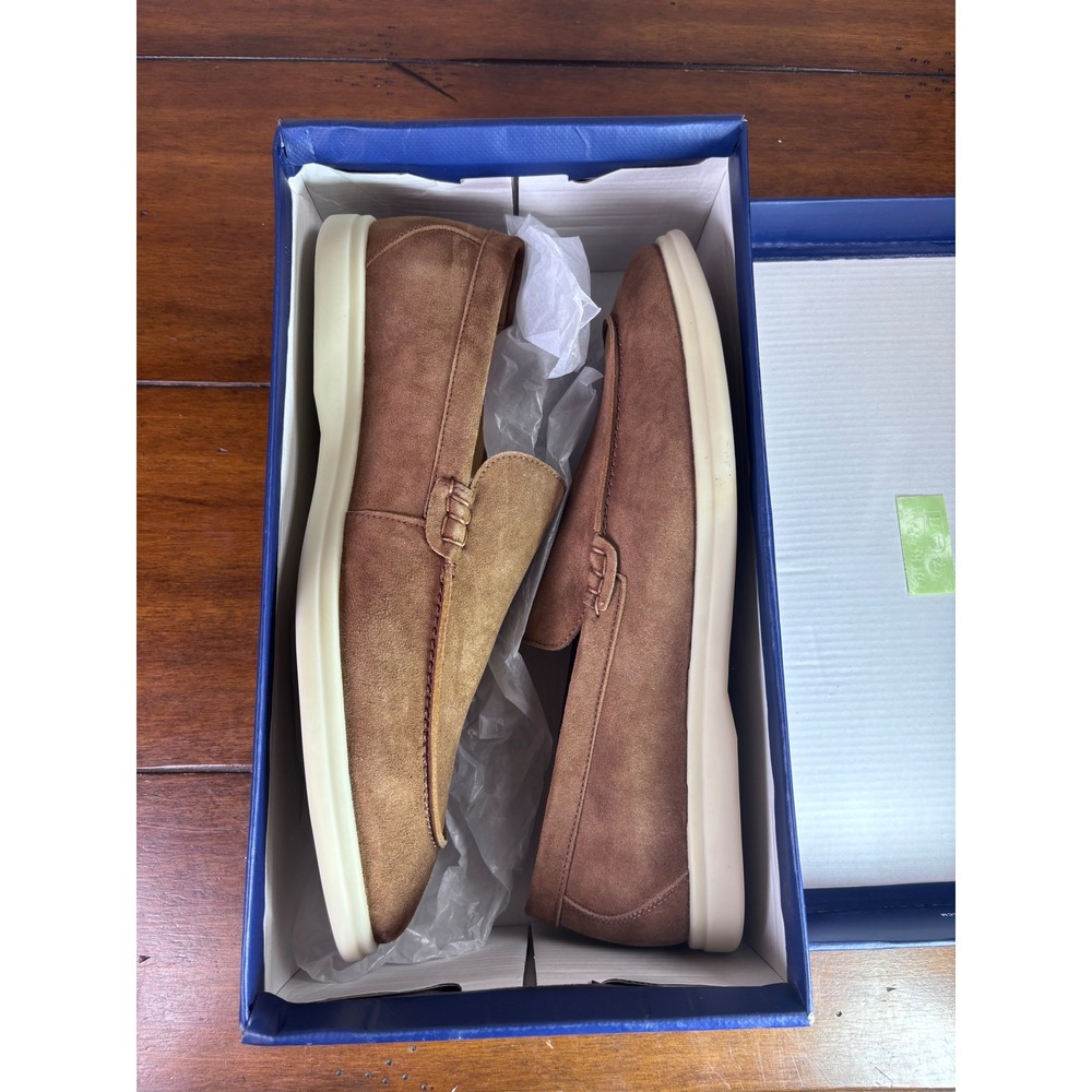 Jack Erwin Travis Loafer Mens 11.5 Cognac Suede White Sole New Casual Slip On